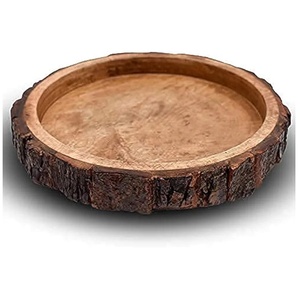 Cuenco de madera de diseño único de madera grande Cuenco de ganchillo para soporte de hilo Tejido de ganchillo para Decoración - Product Image 1