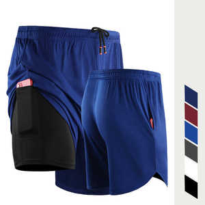 Shorts de course décontractés pour hommes 2 en 1 en maille à lacets, séchage rapide, respirant, écologique, entraînement, gym, fitness, sport - Product Image 6