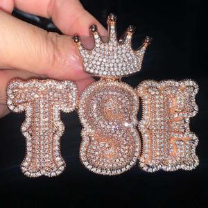 Women's Gold Color Custom Name Two Tone Pendant Necklace Hip Hop Jewelry Heart Bail Personalized Moissanite Pendants Charms for - Product Image 3