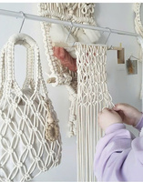 Bolso de mano de moda, bolso de mano de algodón macramé con forro de lino, el más barato al por mayor