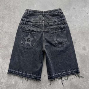 Shorts taille mi-haute déchirés coupe ajustée ourlet brut 100% coton uni respirant style urbain approvisionnement en gros OEM - Product Image 3