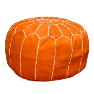 Moroccan Leather Pouf Ottoman Footstool Handmade Stitched Floor <b>Cushion</b> <b>Storage</b> Living Room Bedroom Modern Decor Non-Foldable - Product Image 1