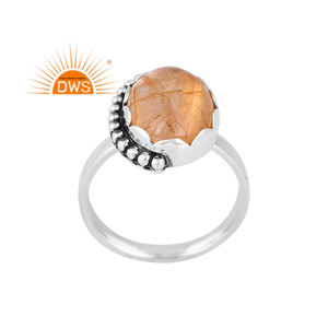 Anillo apilable de piedras preciosas de rutilo dorado Natural de plata esterlina oxidada de la mejor calidad, fabricante de joyería personalizada - Product Image 1