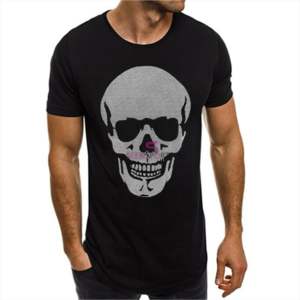 New Men Fashion Casual <b>Skull</b> T Shirt Short Sleeved O-neck Casual T Shirt Men <b>Top</b> Tees - Product Image 4