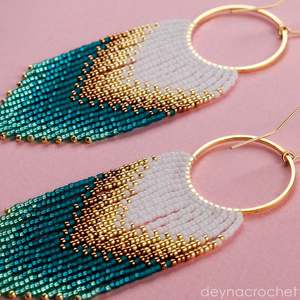 ต่างหูลูกปัดแก้วทันสมัยที่มีดีไซน์สีเทอร์ควอยซ์และขอบเครื่องประดับที่เป็นเอกลักษณ์ของขวัญจากงานหัตถกรรม - Product Image 4