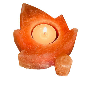 Lampe de sel de l'Himalaya artisanale haut de gamme pour la relaxation à domicile, porte-bougie chauffe-plat, en cristal naturel durable, éclairage d'ambiance - Product Image 1