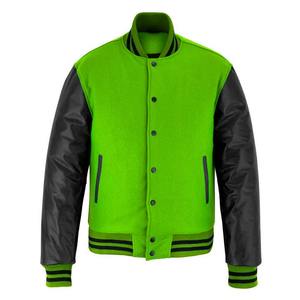 Dernière conception 2025 Veste universitaire Letterman à manches en cuir noir polaire verte pour hommes OEM Stand High Street Wholesale Winter - Product Image 6