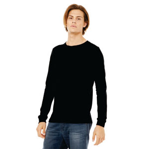 52% Airlume Combed and Ring Spun Cotton 48% Poly 32 Single 4.2 oz <b>Black</b> Unisex Heather CVC Long Sleeve T-<b>Shirt</b> - Product Image 2