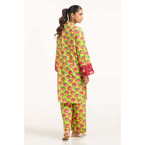 ชุดเซ็ตเสื้อคอจีนแขนยาวพิมพ์ลายผ้าลอนสำหรับผู้หญิง IUSTTS-777 สวมใส่สบาย ระบายอากาศได้ดี เหมาะสำหรับฤดูใบไม้ผลิ/ฤดูร้อน - Product Image 4