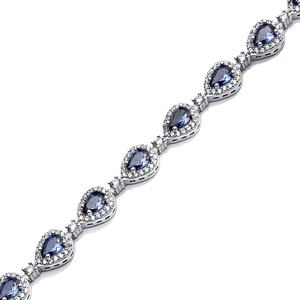 Poire goutte coupe Tanzanite CZ pierre délicate en gros fait à la main turc 925 Bracelet de tennis en argent Sterling - Product Image 3