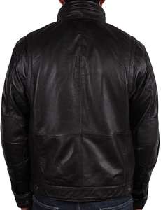 Chaqueta de piel de oveja vintage con cuello alto clásico para hombre, estilo urbano con cierre frontal de cremallera. - Product Image 6