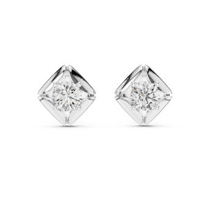 Boucles d'oreilles en or jaune 14 carats avec diamants ronds de laboratoire |   Boucles d'oreilles pour tous les jours |   Nouveau diamant cultivé - Product Image 3