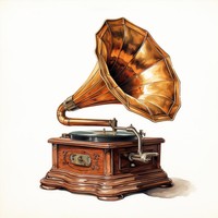Brushstroke Bliss Gramophone Ancien Indien Moderne Artisanal en Laiton, Boîte Carrée en Bois Écologique Rotative, Souvenir