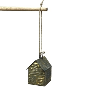 Conception moderne Sélectionnez forme personnalisée de cabane vintage antique avec corde suspendue arbre de Noël suspendu décoration ornement - Product Image 1