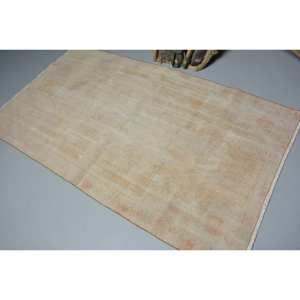 Tapis Turc Beige Vintage 4ft 11in X 7ft 11in Grande Surface Laine Seagrass Fourrure Abstrait Patchwork Couloir Motif Latex pour Chambres - Product Image 4