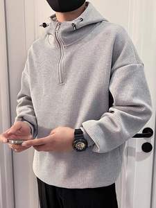 Sweat à capuche zippé imprimé bouffant blanc grande taille sweats à capuche zippés sweat à capuche zippé coupe surdimensionnée coton broderie Logo - Product Image 6