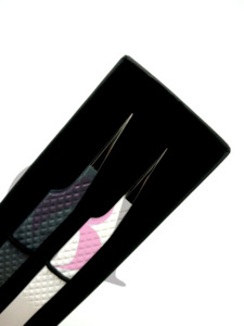 Vente en gros de différentes couleurs de revêtement en poudre isolation en acier inoxydable pointe argentée pince à épiler extension de cils logo personnalisé outil de beauté - Product Image 4