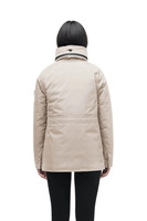 Vente en gros de parka courte à capuche Litho tricotée personnalisée pour femmes veste d'hiver matelassée en duvet de bulle chapeau détachable en tissu respirant