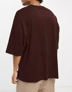 2026 Men's 100% Cotton Oversized T-Shirt Breathable Solid Color Short Sleeve Crew Neck Baggy Casual Streetwear Tee Custom Logo - Product Image 4