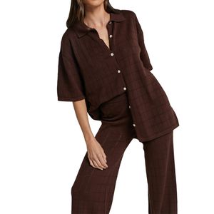 Femmes Blouses Chemises Tricot Bouton Chemise Tricoté D'été Blouse Casual Tops À Manches Courtes Blouse Femmes En Gros Fournisseur De Vêtements - Product Image 3