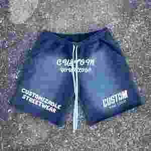 Short de jogging taille haute pour homme 100% coton éponge solide lavage à l'acide motif écologique Sun Fade High Street Style - Product Image 5