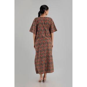 <b>Black</b> Floral <b>Kaftan</b> Maxi Dress Soft & Woven#Casual Ethnic Style-SHKUP1250 - Product Image 2