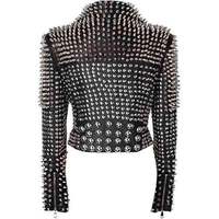 Blouson Bomber Vintage en Cuir de Mouton Enduit pour Homme, Style Heavy Metal Punk Rock Star, Logo Frontal, Coupe Ample, Coupe-Vent, Écologique, OEM