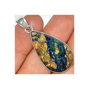 925พลอยพลอยอะซูไรต์แข็งจี้เงินแท้ทำด้วยมือสำหรับฝังหนามเตยสำหรับผู้หญิงจี้แฟชั่นขายส่งจำนวนมาก - Product Image 1