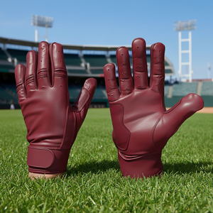 Unisex Lightweight Leather Baseball <b>Batting</b> <b>Gloves</b> Adults Non-slip Ambidextrous Hook & Loop Closure Professional Baseball Gear - Product Image 3