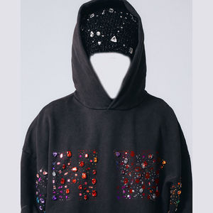 Vêtements Streetwear Personnalisés Unisexe Stone Vintage Wash Sweat à Capuche en Coton 100% avec Strass pour Homme Séchage Rapide Hiver - Product Image 3