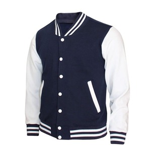 Vente en gros Vestes universitaires unisexes Logo personnalisé Manteau en coton col montant décontracté Baseball Letterman polaire - Product Image 5
