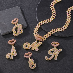 Lujo hecho a mano hombres Hip Hop 925 Plata Rosa chapado en oro F letra diamante VVS Moissanite estilo helado joyería de fiesta personalizada - Product Image 4