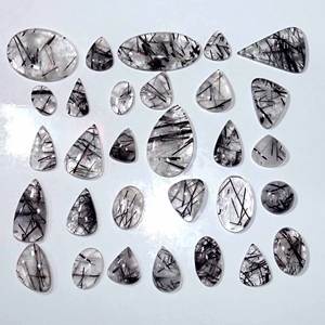 พลอยควอตซ์เจียระไนแบบแร่หลังเบี้ยสีดำธรรมชาติคุณภาพสูง AAA + อัญมณีทรงหลวมสำหรับการทำเครื่องประดับ - Product Image 3
