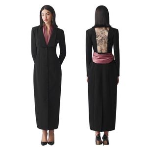 Elegante vestido de traje de mujer de estilo antiguo para mujer Material de seda de algodón Numinous O-cuello cuello decorado encaje estilo clásico de moda - Product Image 1