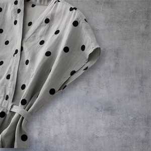 Robe décontractée à la mode en plein air avec impression de points la plus vendue pour femmes, robe en coton à ceinture réglable à la taille pour femmes à prix abordable - Product Image 2