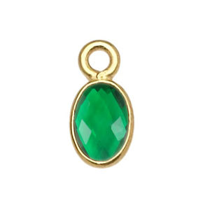 Dijes Ovalados de Cuarzo Esmeralda de 6x4 mm con Engaste de Plata de Ley 925 Chapado en Oro, Conjunto de Engaste para Colgante de Cuarzo Esmeralda, Proveedores de Joyería de Plata - Product Image 1