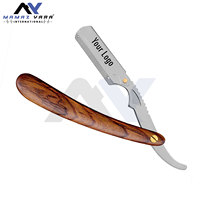 Rasoirs de barbier Manche en bois Acier inoxydable Noir et argent Rasoirs à gorge Salon Ménage Fabricant de marque OEM Shavette