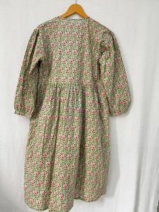 Maxi vestido con estampado de bloques florales hecho a mano de una pieza de algodón para mujer vestido de verano silueta suelta cintura Natural Boho Collage Top - Product Image 5