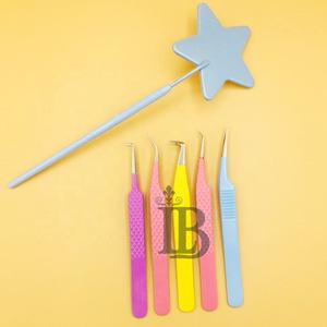 Pinces à extensions de cils Star Mirror mink, pinces de couleur personnalisée, pinces de haute qualité, emballage avec logo, pointe en fibre gratuite - Product Image 2