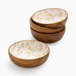 ชามไม้อะคาเซียแบบชนบทพร้อมจานหมุนเคลือบสีขาวสำหรับใช้ตกแต่งภายในจานเสิร์ฟทำจากไม้สำหรับรับประทานอาหารและเป็นของขวัญ - Product Image 4