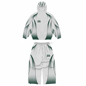 Chándal cortavientos de poliéster Ripstop 130GSM forro interior de malla suave duradero tonos verdes blancos con impresión de logotipo de talla grande - Product Image 1