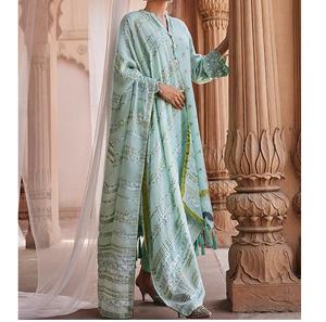 Vente chaude meilleure qualité couleur unie hiver fantaisie impression partout conception cousu lin fête pakistanais femmes Punjabi costume - Product Image 1