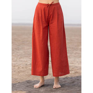 Gerua Women's High-Waisted Loose Cotton Palazzo Pants-Breathable <b>Summer</b> Casual <b>Trousers</b> with Elastic Waist - Product Image 1