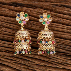 Antique Jhumki Handmade Gold Plated Fashion Hoop <b>Earrings</b> High Quality Export Level - Product Image 5