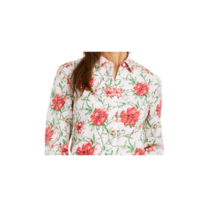 Camicetta Casual da Donna Charter Club con Stampa Floreale, in Popeline Rosa con Bottoni Frontali e Maniche Arrotolabili, Taglia XXL per Primavera/Estate - Product Image 2