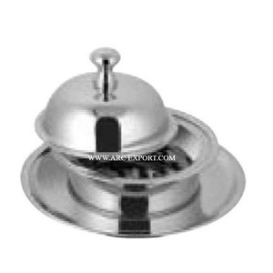 Elegante plato de mantequilla de acero inoxidable Color plata con acentos decorativos adecuado para reuniones familiares comedor al aire libre y hogares - Product Image 1