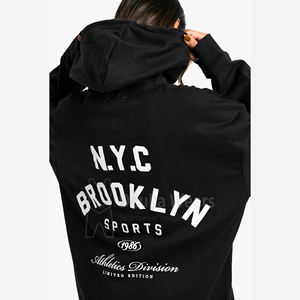OEM 350 GSM sweats à capuche personnalisés sérigraphiés pour femmes en coton polaire avec impression de haute qualité lavage à l'acide sweats à capuche - Product Image 4