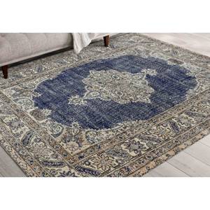 Navy Blue Turkish <b>Rug</b>: Antique Style, Easy Clean, Custom Size,<b>Chenille</b> <b>Rug</b> - Product Image 3