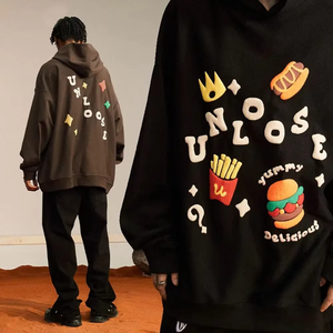 OEM de alta calidad 400GSM Sudadera con capucha recortada de gran tamaño Unisex personalizado algodón Puff estampado Sudadera con capucha con logotipo personalizado Hombres Sudadera con capucha - Product Image 3