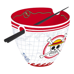 Bol à ramen en céramique One Piece 370 ml avec baguettes 22,5 cm, ensemble de vaisselle blanc et rouge - Product Image 3